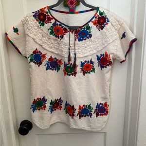 Floral Embroidered Cream Top